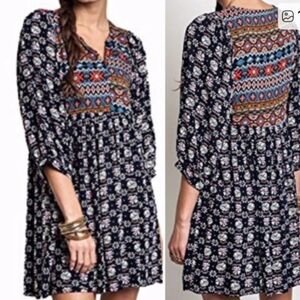 UMGEE WOMEN'S DRESS BOHO AZTEC V NECK LANTRN SLEEVES SIZE M